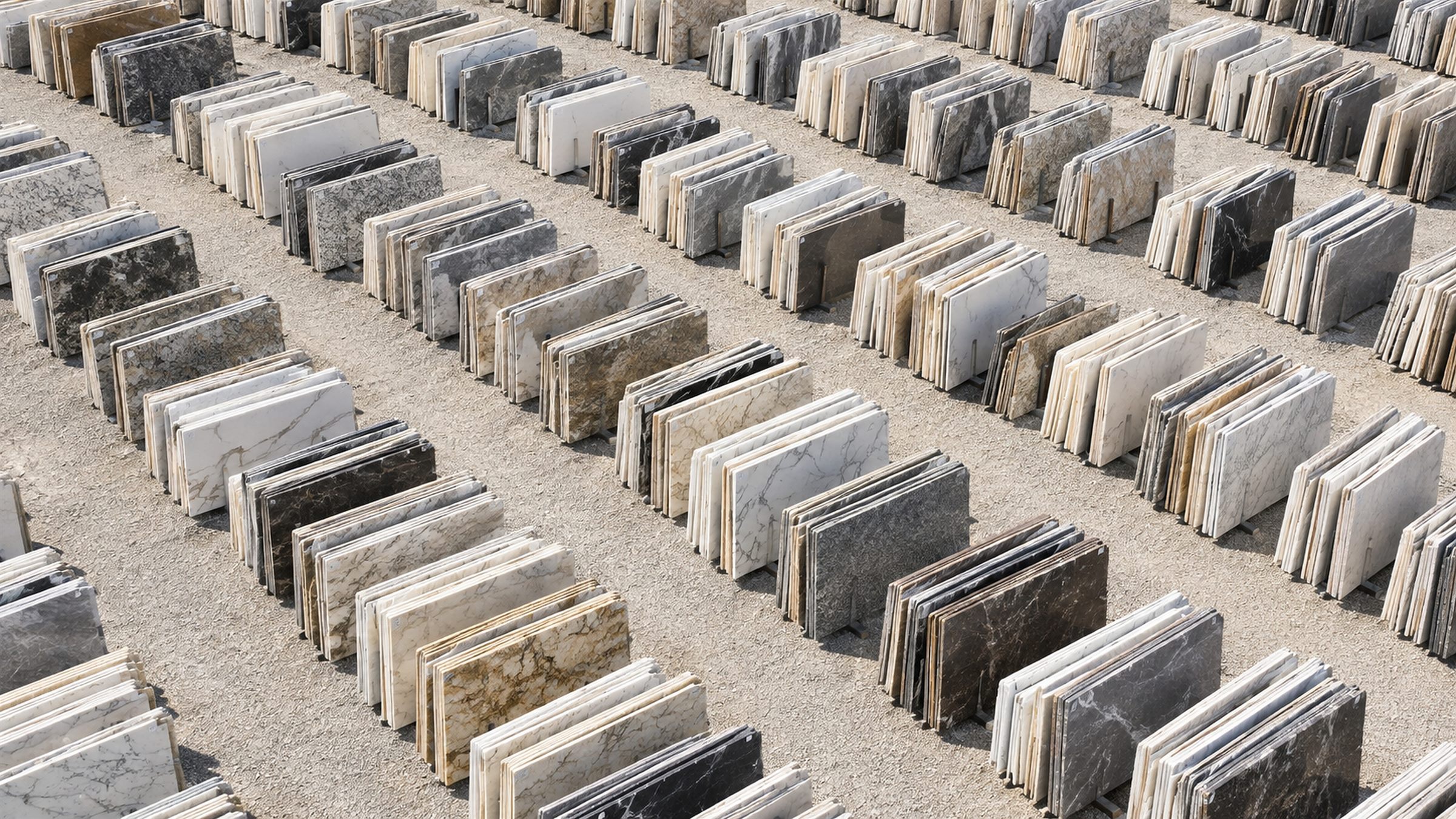 Rows of stone slabs in the yard